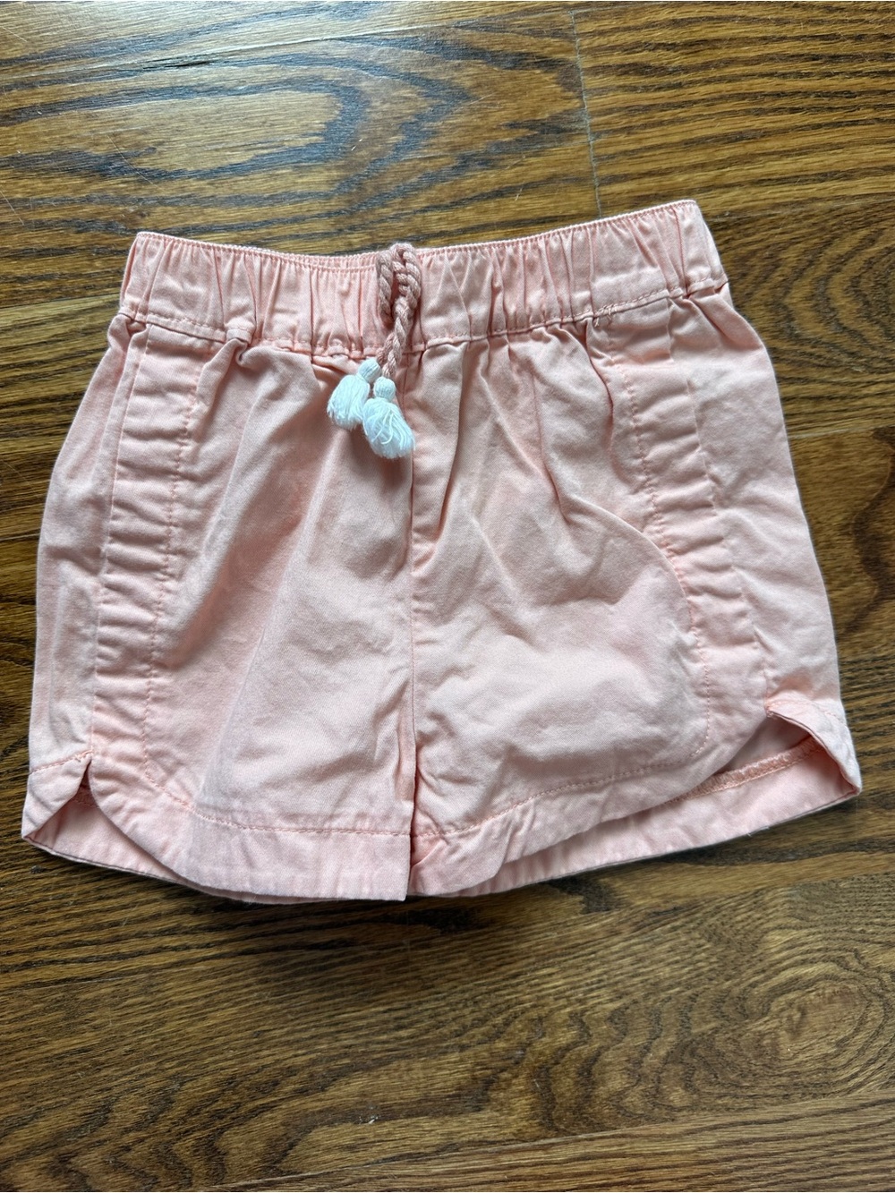 Peach Drawstring Girls' Shorts with Tassel